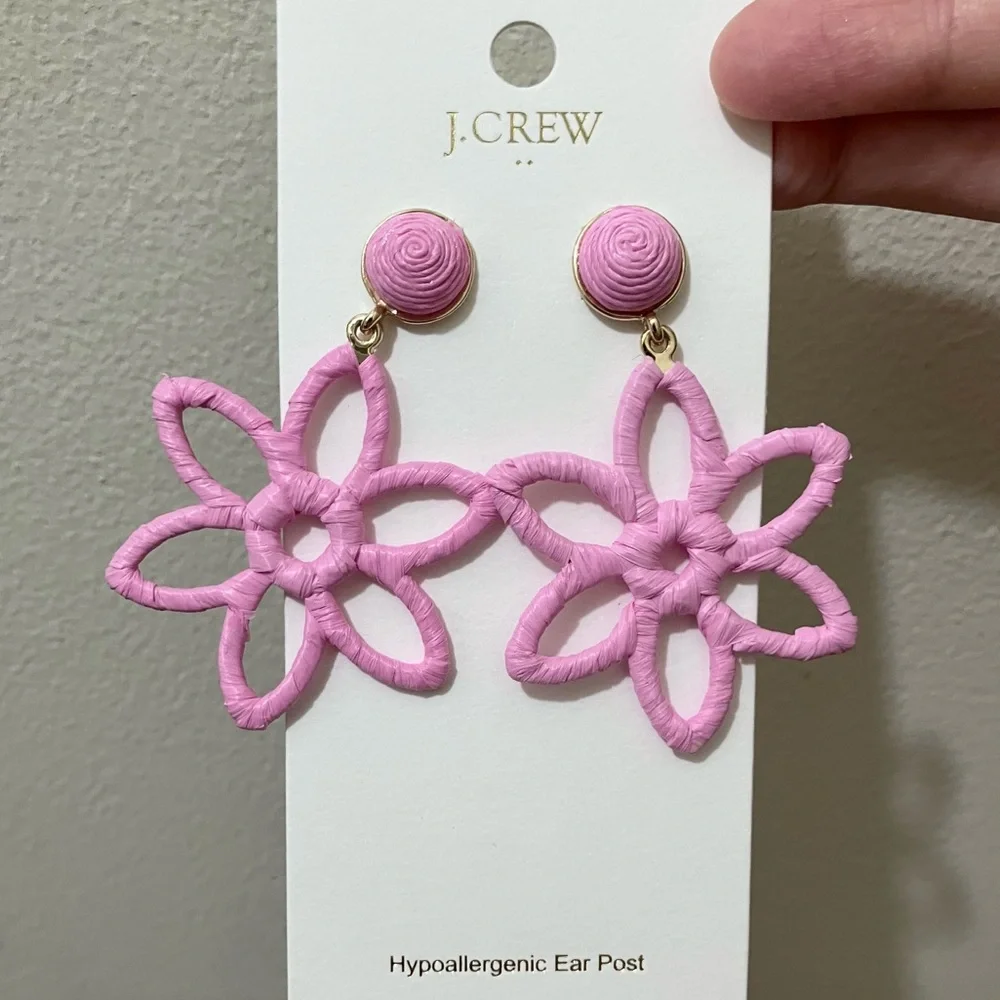NWT J. Crew Factory Wrapped Flower Earrings, Lotus Floral Soft Girl Boho Hippie